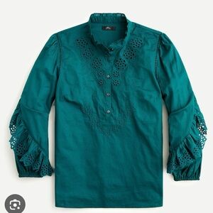Jcrew Ruffle-Sleeve Top with Embroidered Eyelet